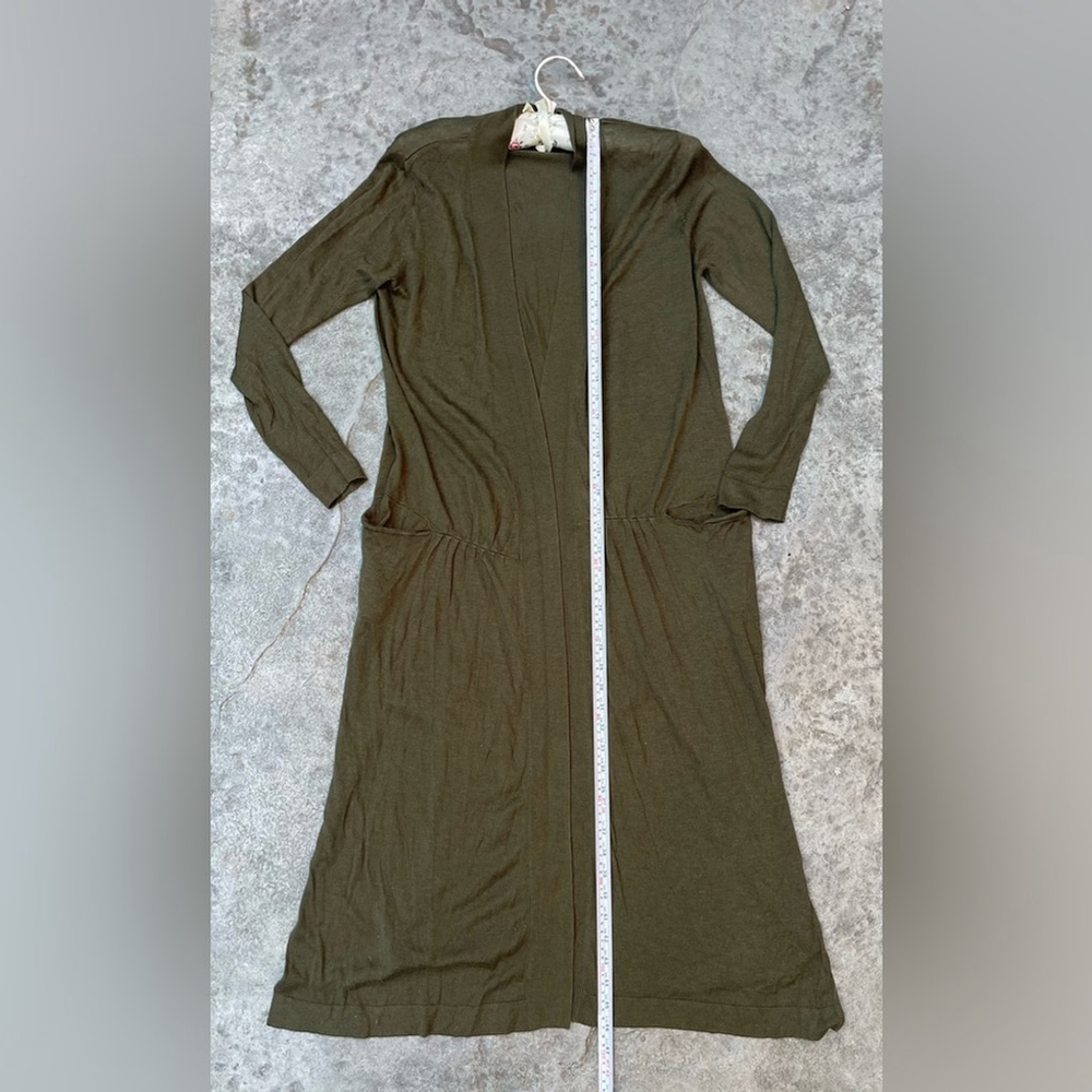 Zara Khaki Cardigan green sweater duster maxi long - Picture 2 of 7